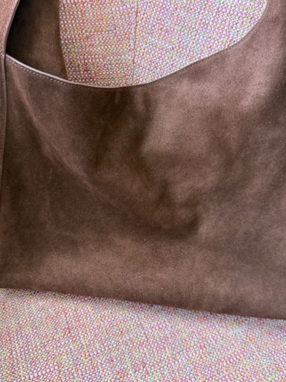 Quince Slouchy Italian Suede Shoulder Bag Chocolate Brown EUC - Picture 4 of 9